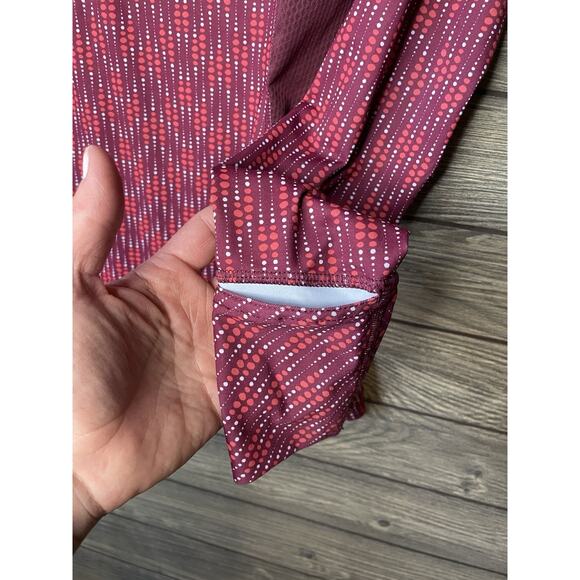 PATAGONIA Maroon & Coral Long Sleeve Stretch 1/2 Zip Hooded Top - Women's Sz Sm - Picture 6 of 9